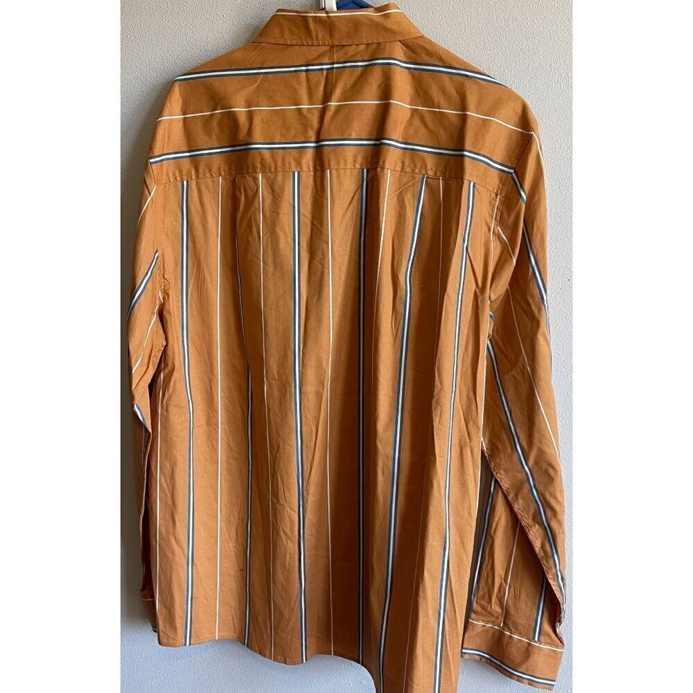 AND NOW THIS Mens Regular Fit Brown Striped Long Sleeve Button Up Shirt Large - Picture 5 of 12